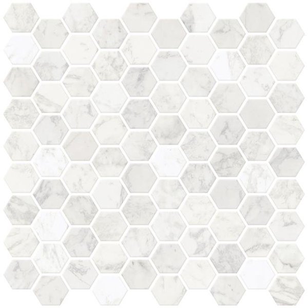 Inhome InHome NH2359 Hexagon Marble Peel & Stick Backsplash Tiles - White NH2359